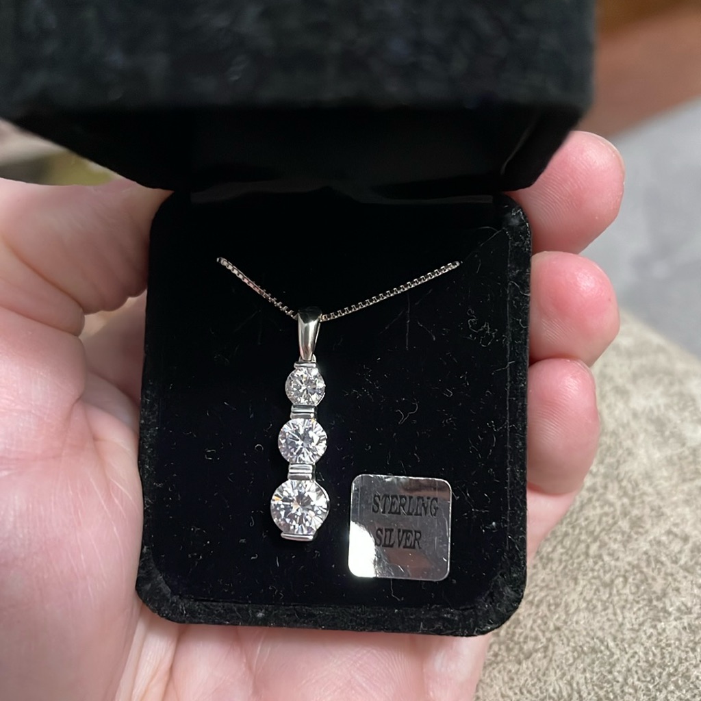 Stauer Solid Sterling Silver Cz 3 Tiered Necklace 60$